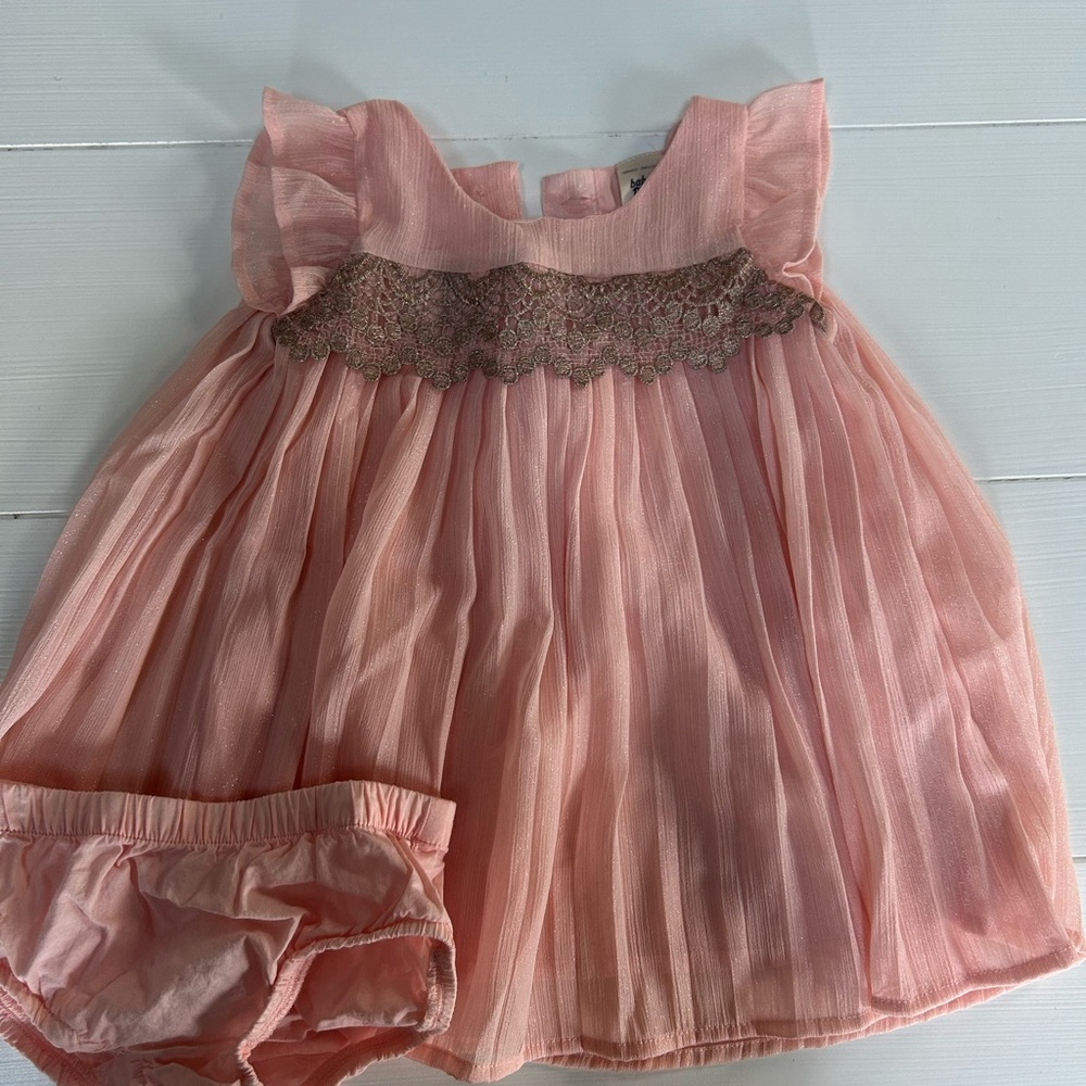 Pink Lace Trim 9mo Dress